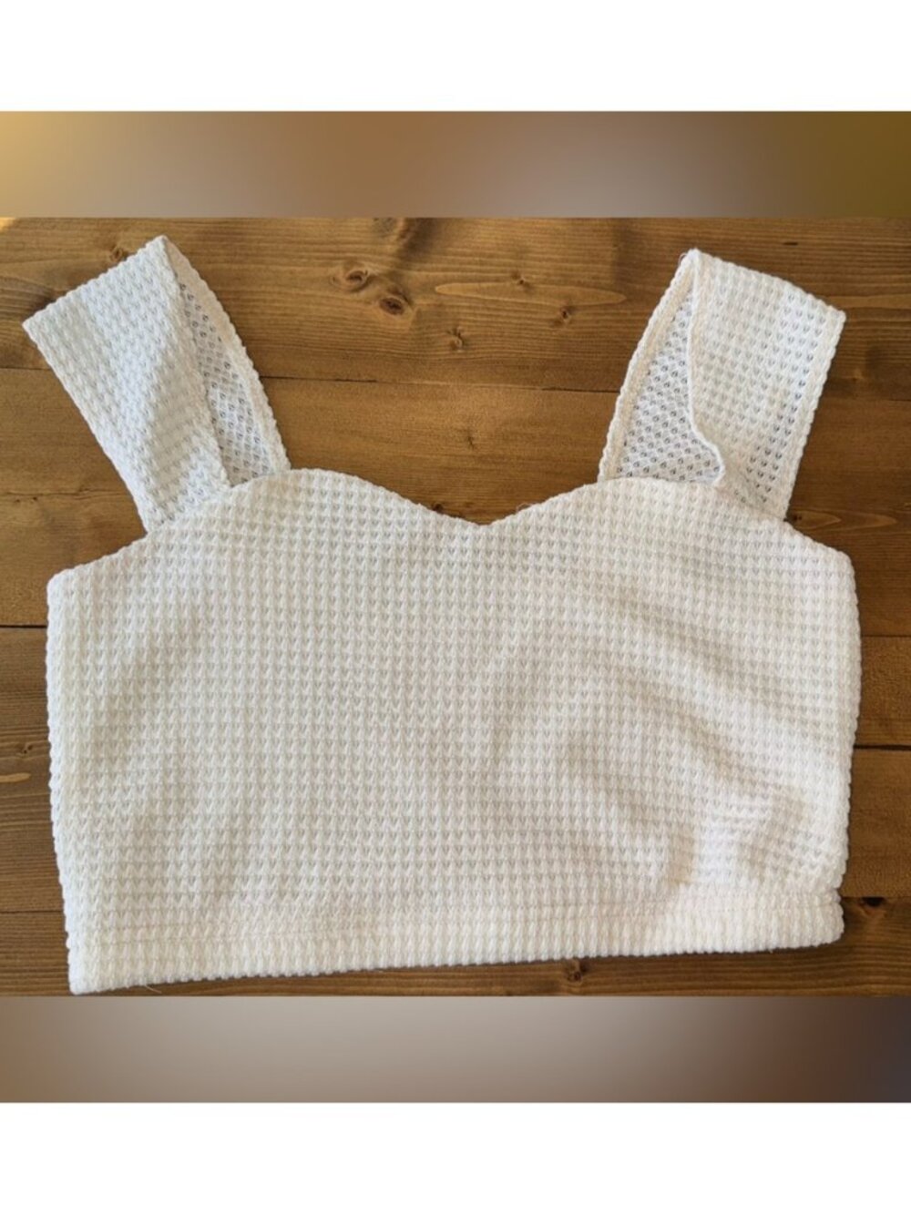 Cream Textured Crop Tank